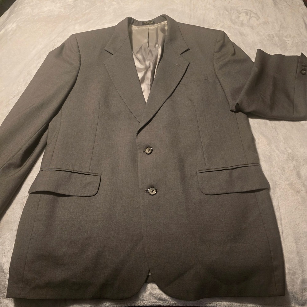 Oscar de la Renta Mens Two Button Blazer Sport Coat Gray Tailored Clothing